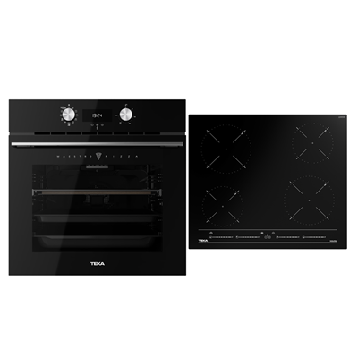 Pachet Cuptor incorporabil Teka HLB 8510 P-M-Pizza, 70 litri, Piroliza, HydroClean PRO plus Plita electrica cu inductie, Teka IBC 64010 BK , 4 arzatoare, 60 cm, Sticla Neagra