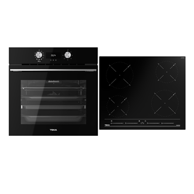Pachet Cuptor incorporabil Teka HLB 8416- AIR FRY, 70 litri, HydroClean PRO, plus Plita electrica cu inductie, Teka IBC 64010 BK, 4 arzatoare, 60 cm, Sticla Neagra