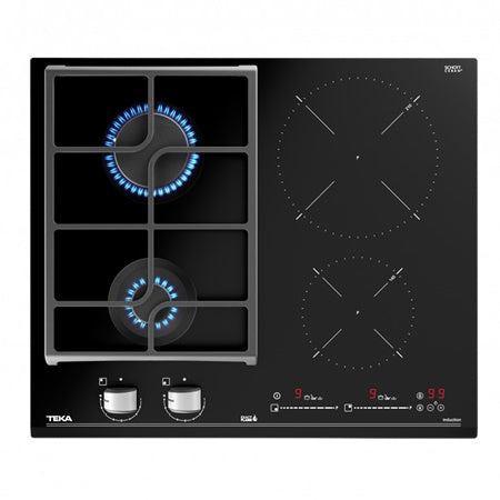 Plita mixta Teka JZC 64322 BK ABN,2 zone gaz + 2 zone inducţie, 60 cm, sticla Negra