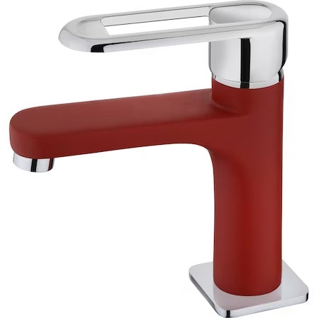 Baterie baie lavoar Teka Nexos Red, monocomanda, aerator anticalcar, Rosu