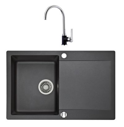 Pachet chiuveta bucatarie Teka CLIVO 45 B-TQ Q plus baterie Teka IN 995 Q negru metalizat