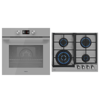 Pachet Cuptor incorporabil Teka HLB 8600 SM, 70 litri, HydroClean PRO plus Plita incorporabila pe Gaz, Teka GZC 64320 XBC SM, 4 arzatoare, 60 cm, Sticla Steam Grey
