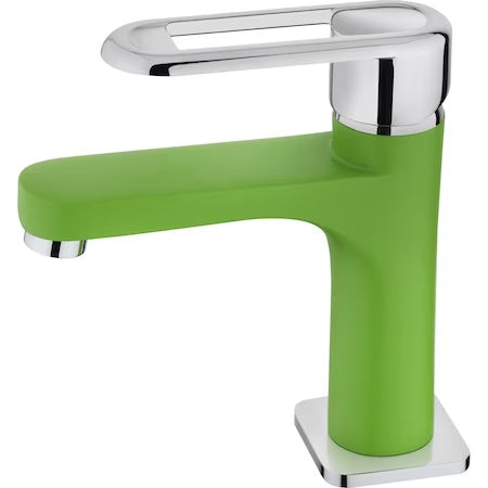 Baterie baie lavoar Teka Nexos Green, monocomanda, aerator anticalcar, Verde