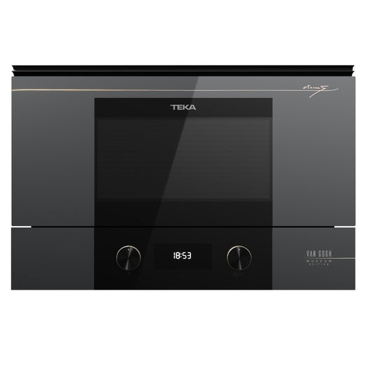 Cuptor încorporabil Microunde Teka ML 82-VGogh BIS L, Grill, capacitate 22l, Balama stanga, Baza ceramica cu încalzire uniforma, Cristal gri închis cu negru, cu detalii în culoarea sampaniei