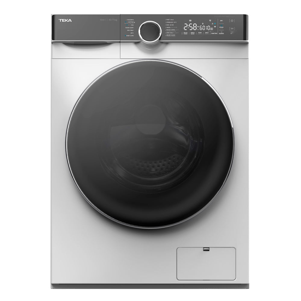 Masina de spalat rufe cu uscator Teka WDK 81050 WH, 10 kg, 7 kg capacitate de uscare, 1500 rpm, 14 programe de spalare, 60 cm, Clasa B, alba