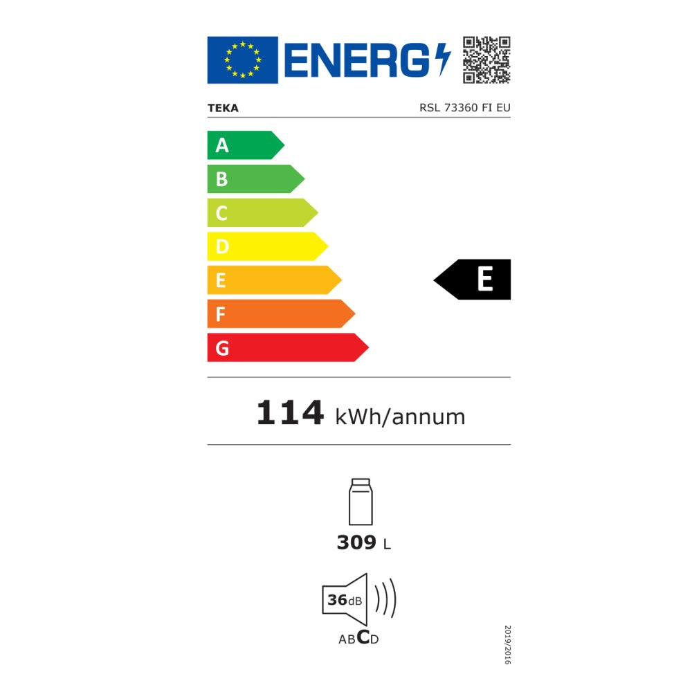 Frigider Incorporabil TEKA RSL 73360 FI, Capacitatea 309 l, sertar FreshBox, functie Holiday, Clasa E