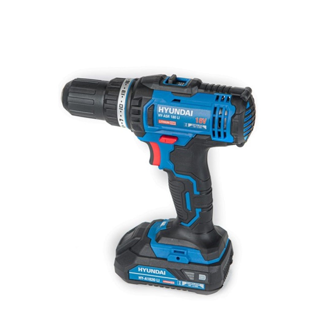 Masina de insurubat/gaurit cu acumulatori Hyundai HY-ASR 180 LI, Li-Ion 18V 2.0 Ah, cutie, 2 trepte de viteza