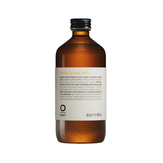 Sampon fortificant pentru par si scalp fragil OWAY, OWH-HL030, cu menta, castan salbatic, Frunze de opuntia, organic, sticla cu capac din aluminiu, 240 ml