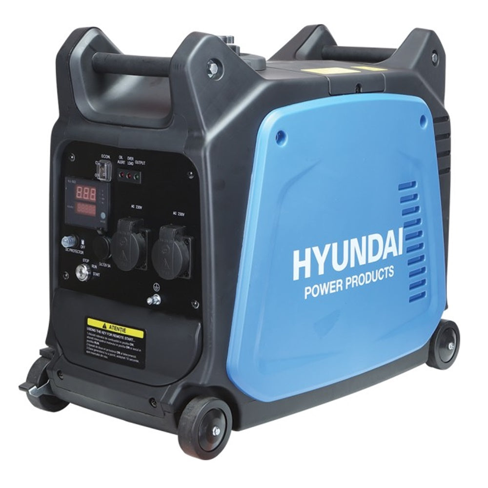 Generator portabil tip inverter Hyundai HY3500XSE, benzina, 3.5 kVA, 4 cp, mod Eco, 2 prize