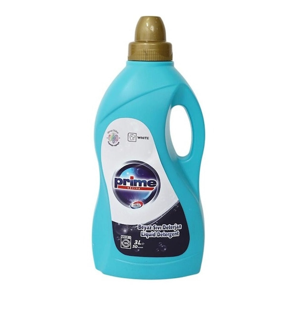 Detergent lichid, PRIME, pentru haine albe, 3L, 50 spalari