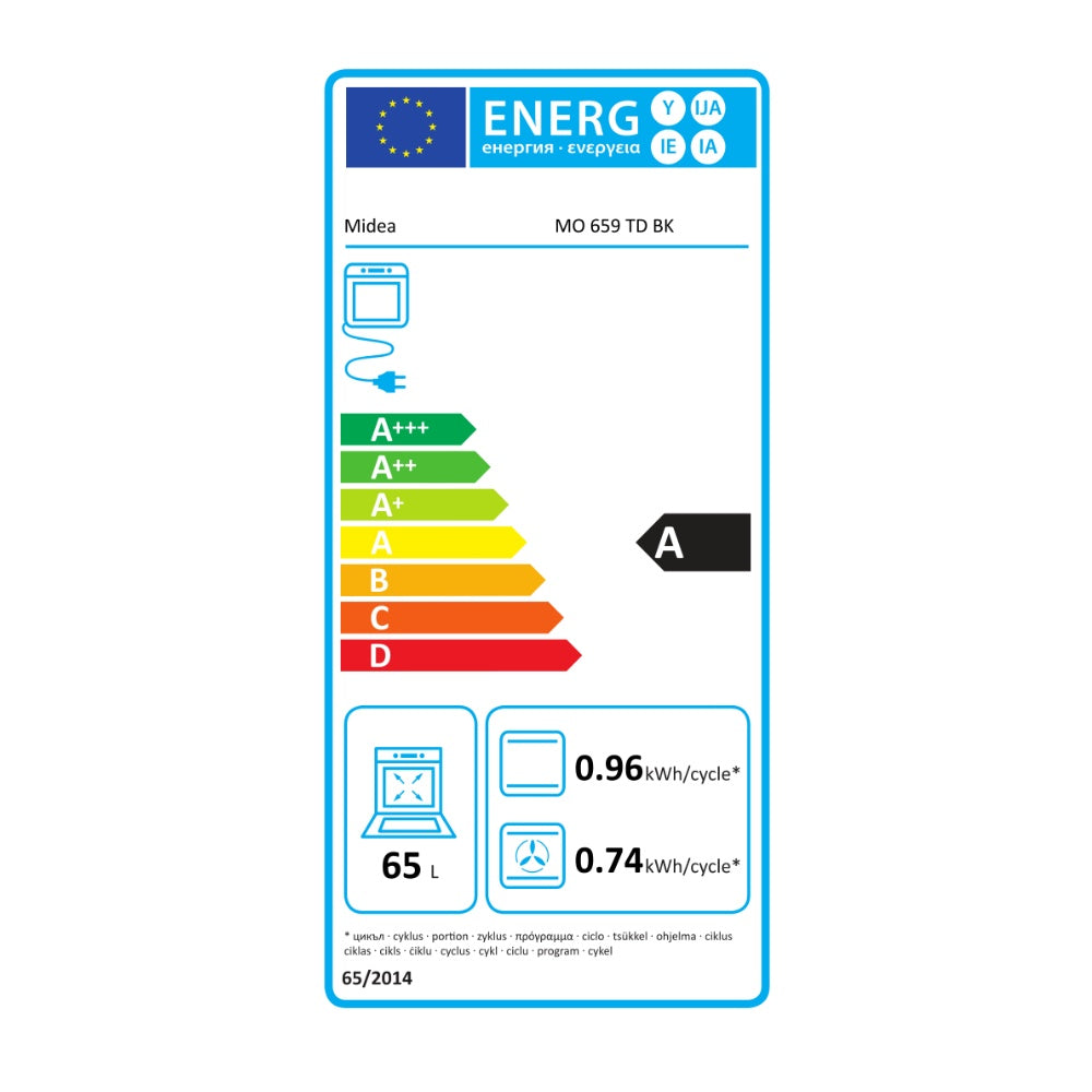 Cuptor electric Midea MO 659 TD BK, AquaClean, cu 9 functii, 60 cm, 65l, Clasa A, Negru