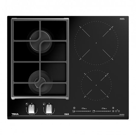 Plita mixta Teka JZC 64322 BK ABN,2 zone gaz + 2 zone inducţie, 60 cm, sticla Negra