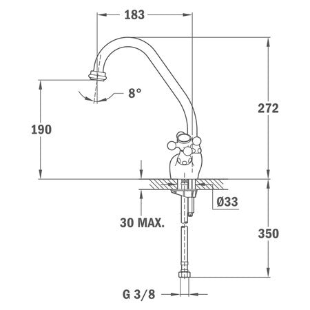 Baterie de bucatarie Teka RETRO, cu teava inalta, Crom