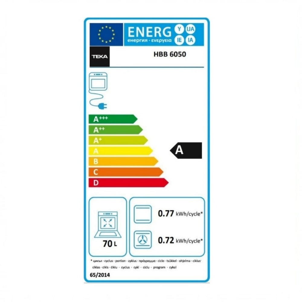 Cuptor electric Teka NEO HBB 6050 SS, 6 functii, ThermoSeal, HydroClean®, 60 cm, 70l, A, Inox
