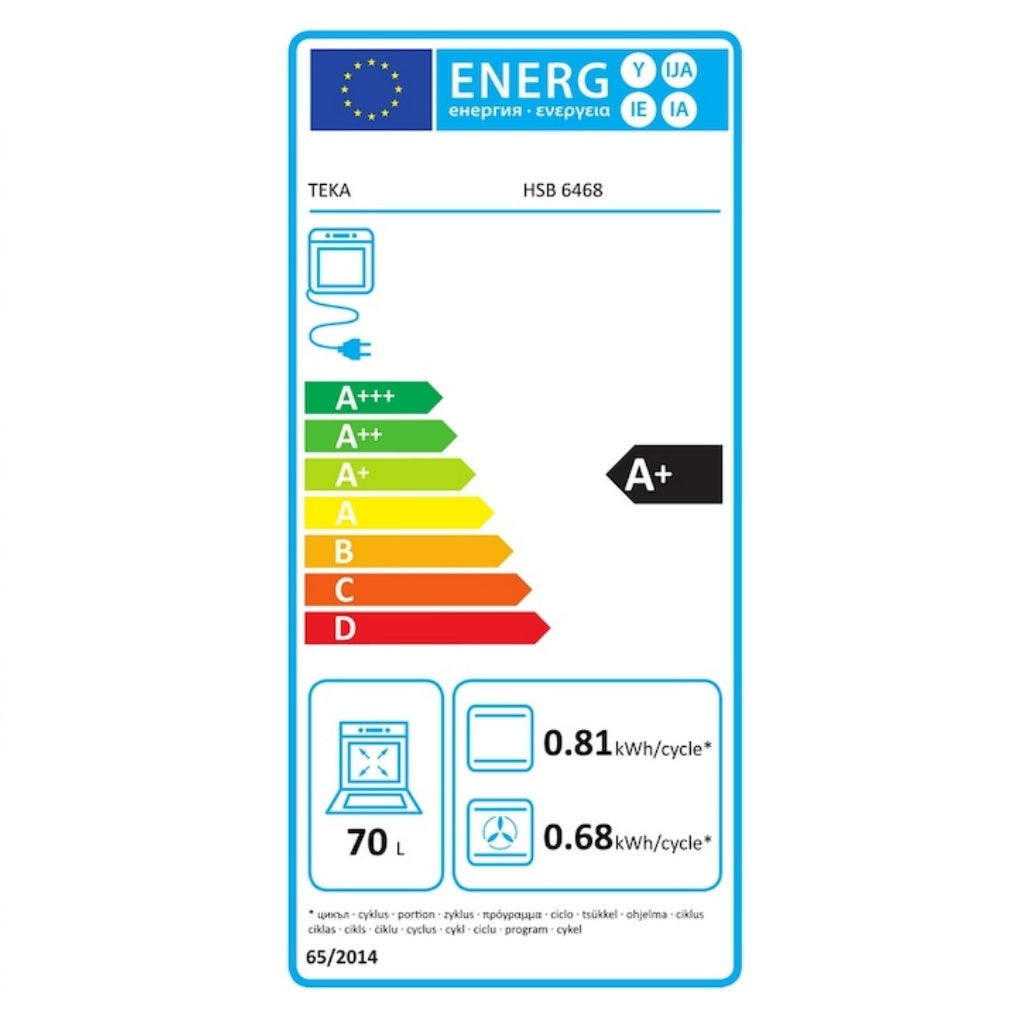 Cuptor electric Teka HSB 6468 SS, 9 functii, aer cald plus abur, HydroClean® PRO, 60 cm, 70l, A+, Inox anti-pata
