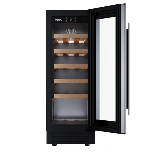 Vitrina frigorifica de vinuri free-standing Teka RVU 10020, 20 sticle, Clasa F, Volum net 58 l, Touch control, Temperatura ajustabila, Iluminare LED, Negru