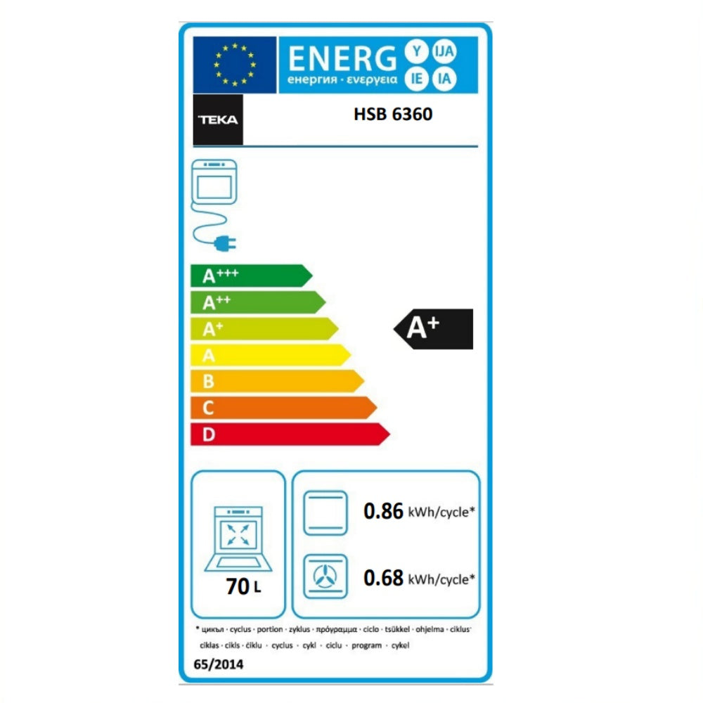 Cuptor electric Teka NEO HSB 6360 SS, 8 functii, ThermoSeal, HydroClean®, butoane Pop in/out, 60 cm, 70l, A+, Inox anti-pata