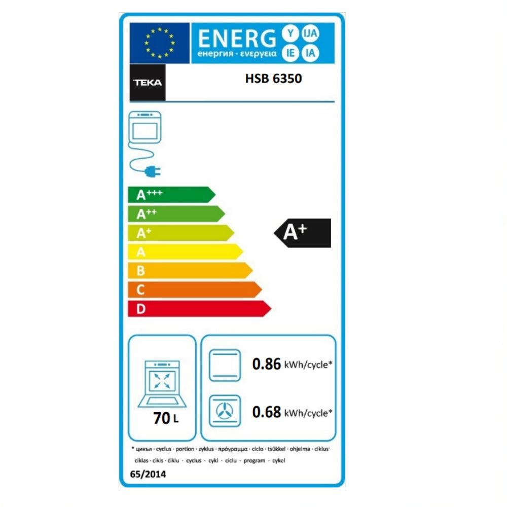 Cuptor electric Teka NEO HSB 6350 SS, 8 functii, ThermoSeal, HydroClean®, 60 cm, 70l, A+, Inox anti-pata