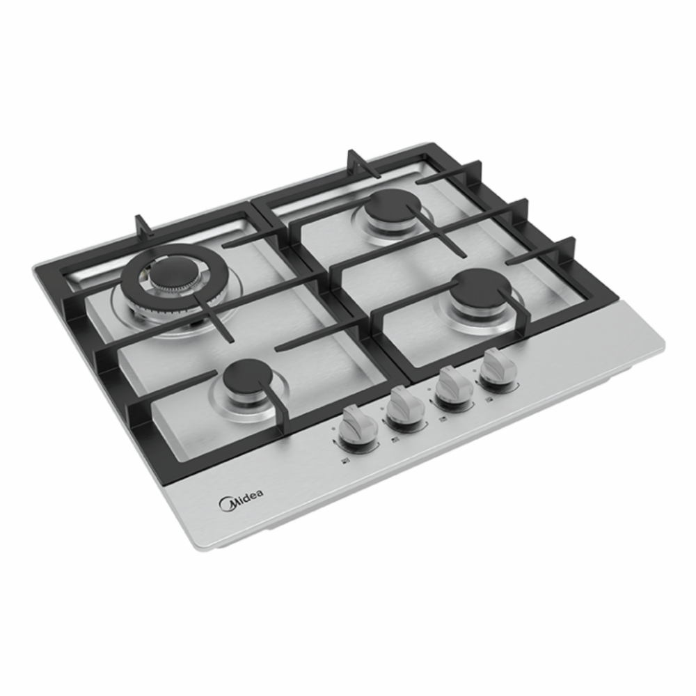 Plita pe gaz Midea MH 604 TC FX G, 4 zone. gratare fonta, 60 cm, Inox