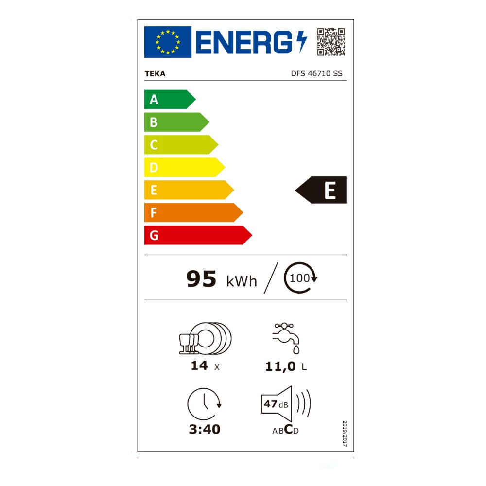 Masina de spalat vase free-standing Teka DFS 46710 SS, 14 seturi, 7 programe de spalare, 60 cm, clasa E, Inox