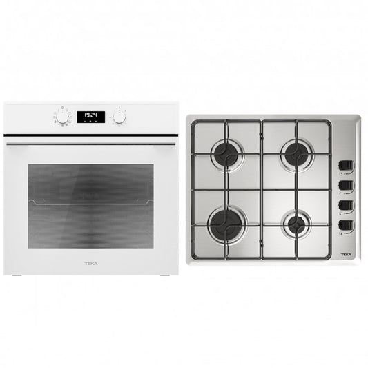 Pachet Cuptor incorporabil Teka HSB 630 WH, 71 litri, HydroClean PRO + Plita incorporabila, Gaz, Teka HLX 640 KB, 4 Arzatoare, 60 cm, Inox