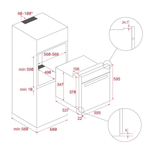 Cuptor electric Teka HLB 8400 W, cu functie SurroundTemp, 9 functii, 70l, 60 cm, clasa A+, cristal alb