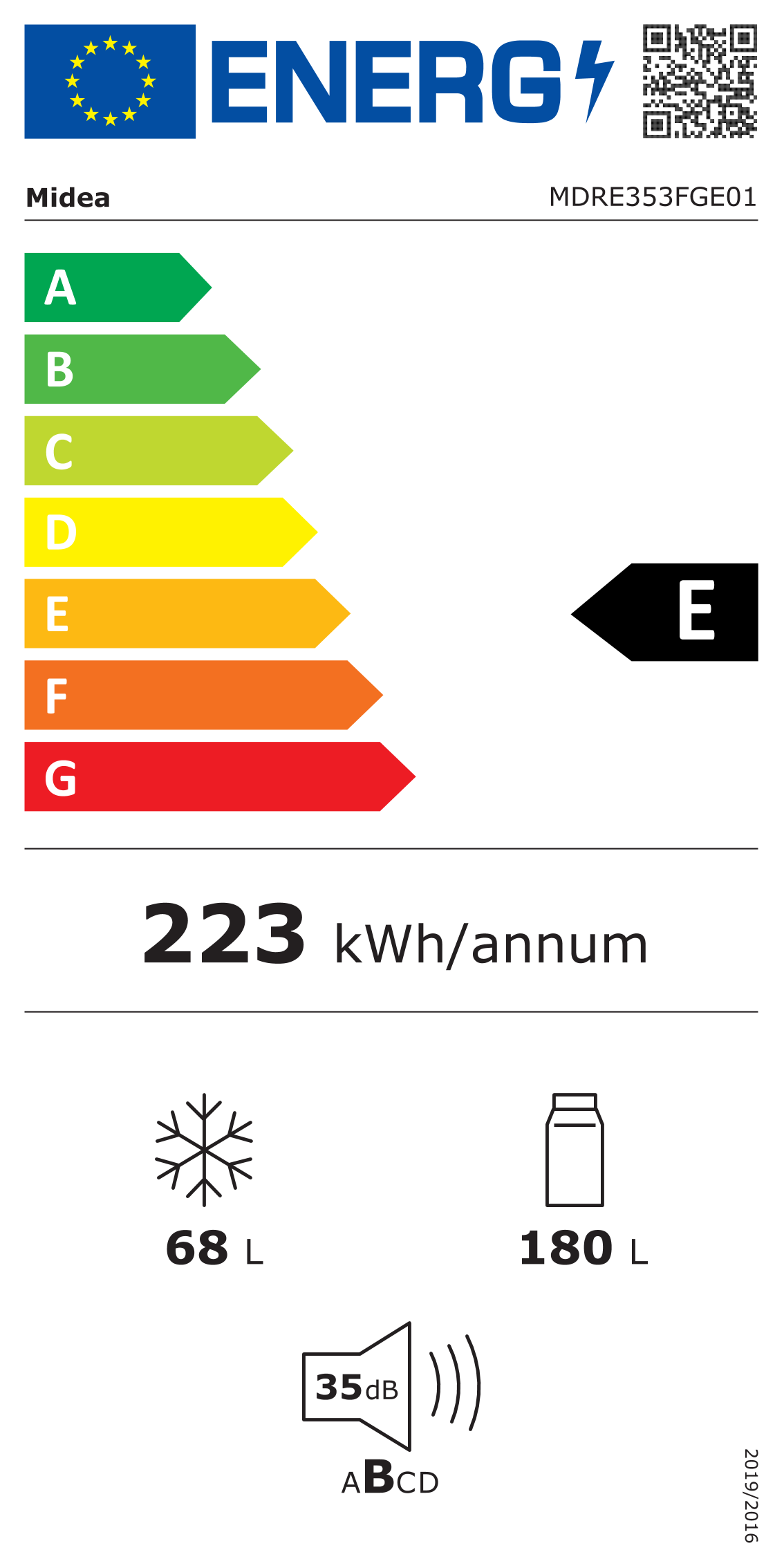 Combina frigorifica incorporabila Midea MDRE353FGE01, No Frost, 248l, 178.5 cm, Clasa E, 3 viteze, Inox