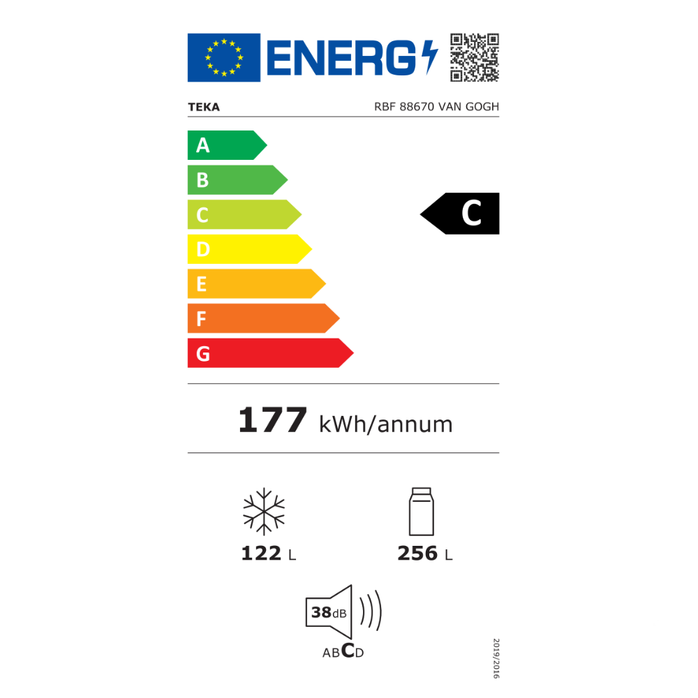 Combina frigorifica free-standing Teka RBF 88670 VG, 378 l, Clasa C, Full No Frost, Motor invertor, H 201 cm, Cristal gri închis/negru cu detalii în culoarea sampaniei