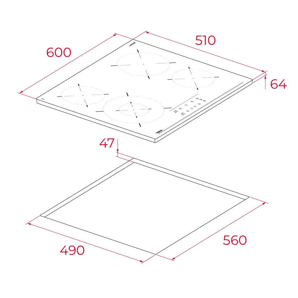 Plita electrica vitroceramica Teka TBC 64320 TTC BK, 60 cm, 9 niveluri de putere, sticla Negra