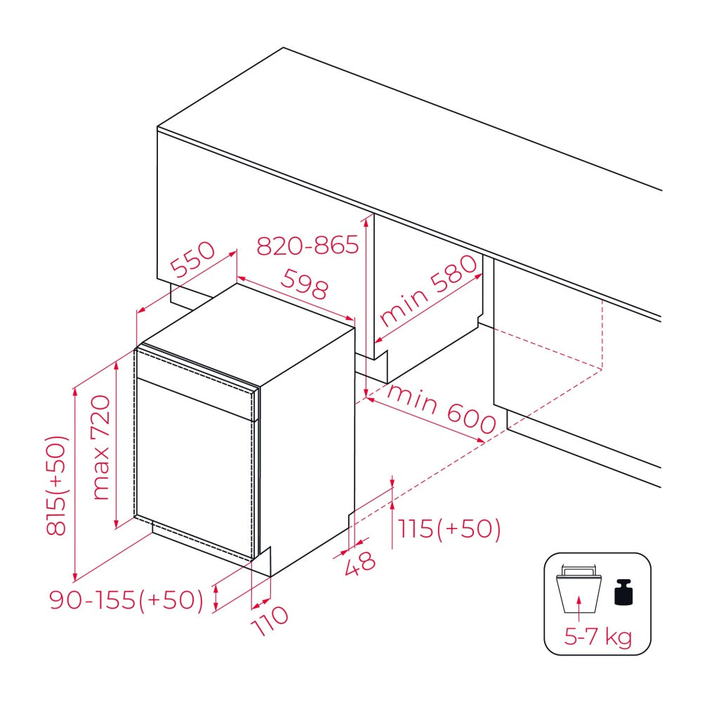 Masina de spalat vase Teka DFI 46710, complet incorporabila, 12 seturi, 5 programe de spalare, 60 cm, clasa E
