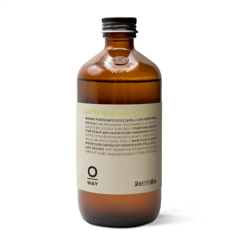 Sampon purificant pentru scalp si par uscat, cu mahogan, rozmarin, salcie, tec, organic, sticla cu capac din aluminiu, OWAY, OWH-PU032, 240 ml