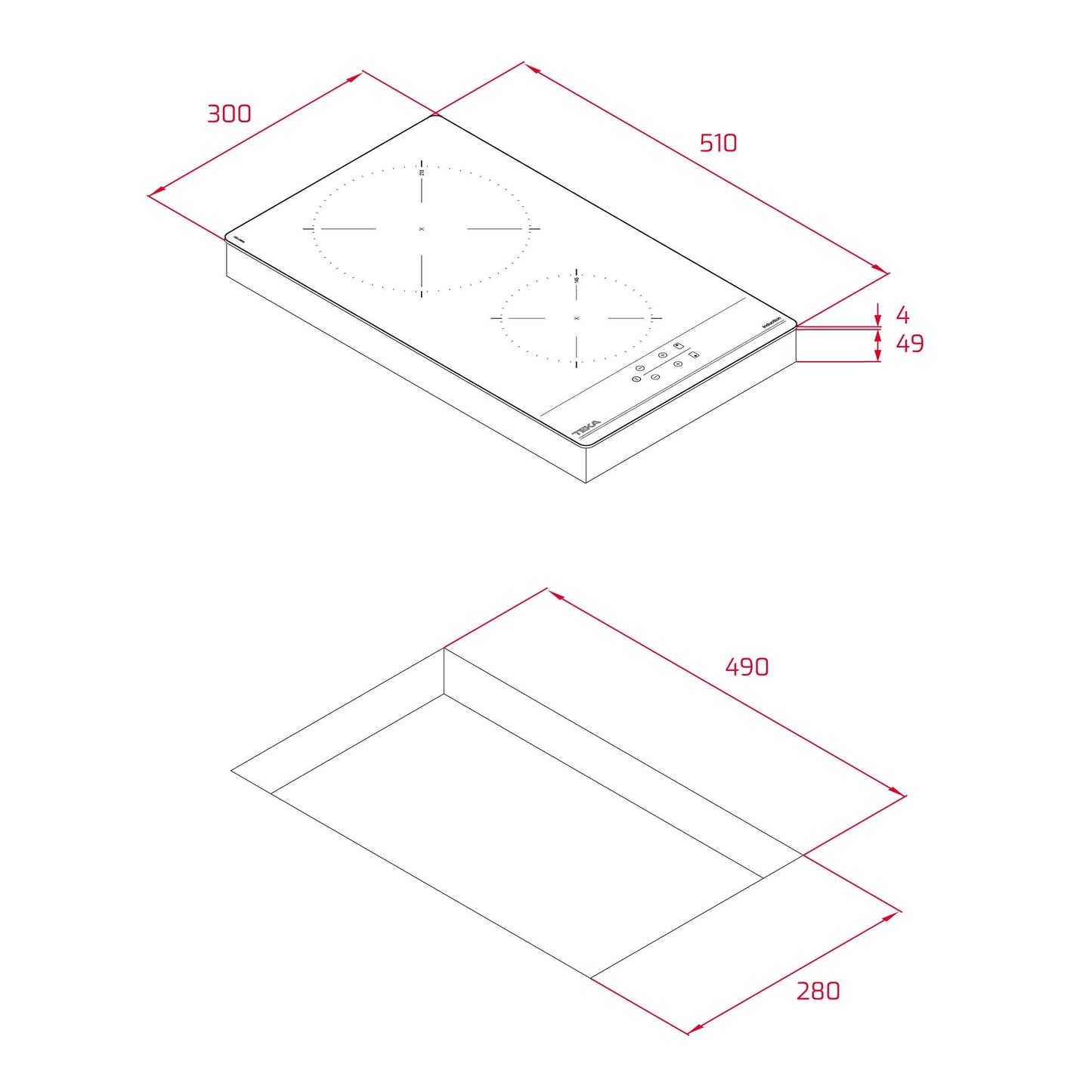 Plita electrica cu inductie Teka IBC 32000 TTC, 2 zone, 30 cm, cristal negru