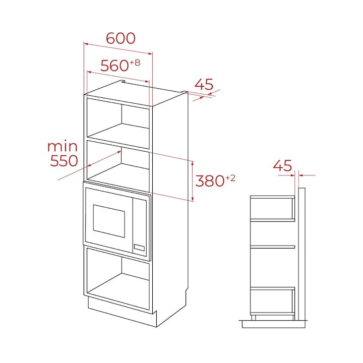 Cuptor încorporabil Microunde si gratar Teka ML 820 FI BK, capacitate 20l, 5 niveluri de putere, sticla neagra