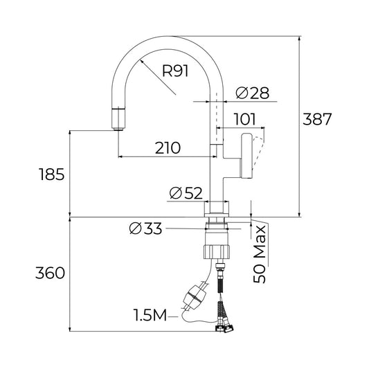 Baterie de bucatarie Teka OVAL 9381, cu teava inalta, Crom