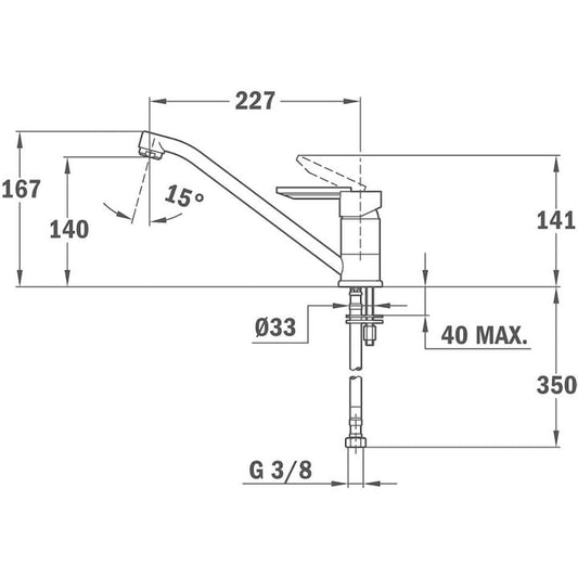 Baterie de bucatarie Teka MF 2, cu ţeavă joasă, Sandbeige/Crom