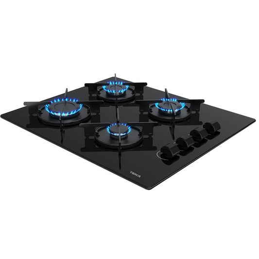 Plita pe gaz Teka GBE 64002 KB, 4 ochiuri, 60 cm, gratare din metal, sticla neagra