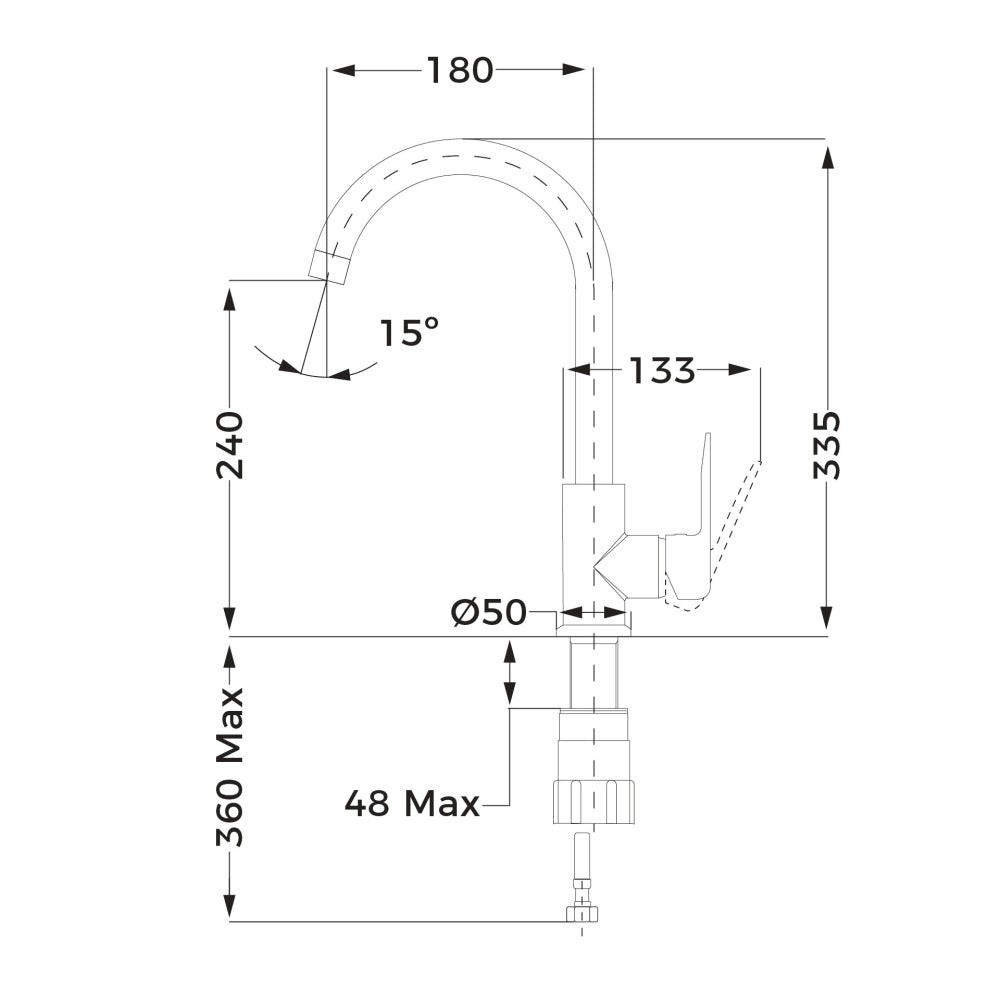 Baterie de bucatarie Teka IN 915 BK, cu teava inalta, cartus ceramic, Neagru
