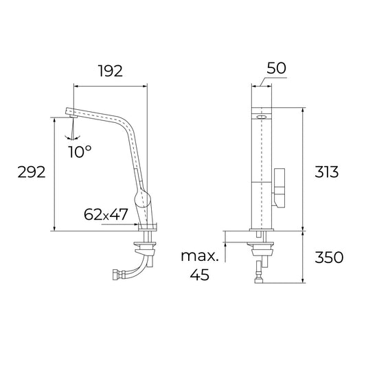 Baterie de bucatarie Teka ICC 915, cu teava înalta, titan