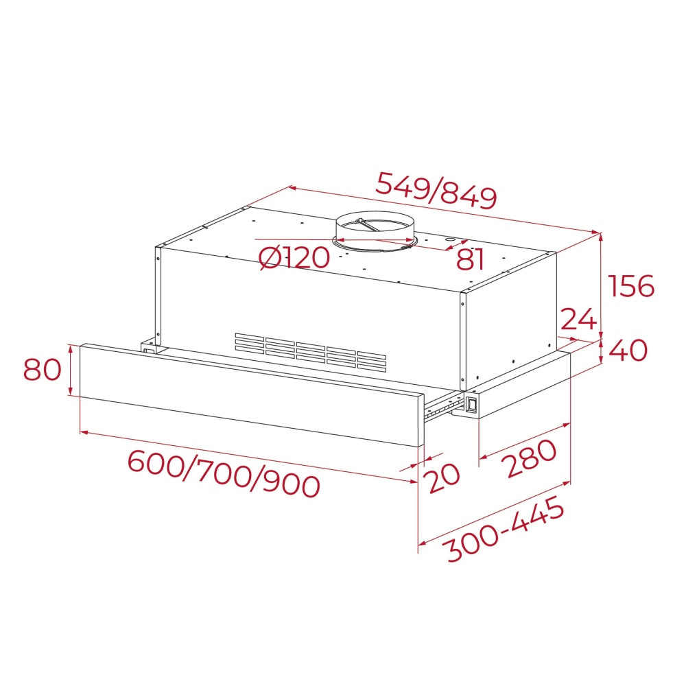 Hota incorporabila telescopica, Teka PLR 6320 MCS IX, 2 trepte de putere, 306.4 m3/h, Clasa D, 60 cm, Inox