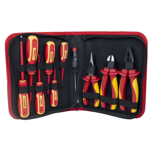 Set 10 scule de mana HYUNDAI HY-59415, VDE 1000V, 6 surubelnite, 3 clesti, 1 tester