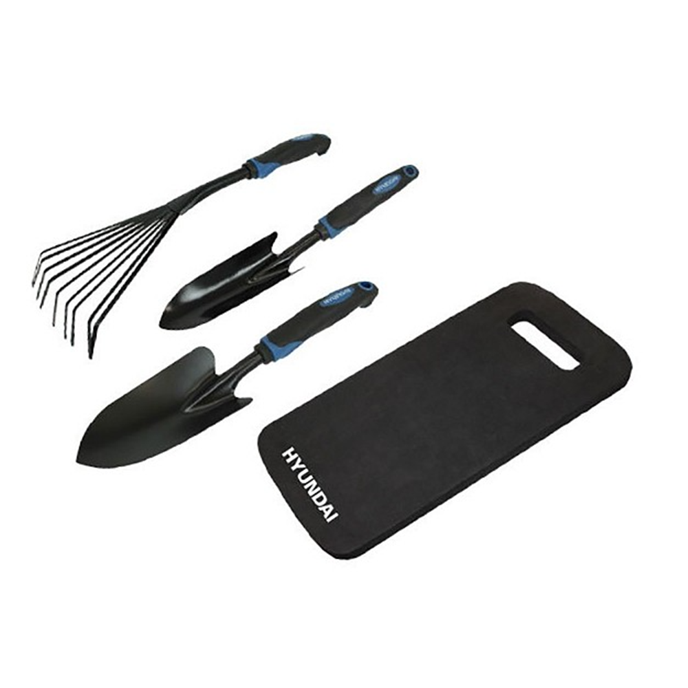 Set 4 scule gradina HYUNDAI HY-58328, plantator, grebla si perna pentru genunchi