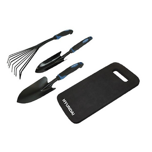Set 4 scule gradina HYUNDAI HY-58328, plantator, grebla si perna pentru genunchi