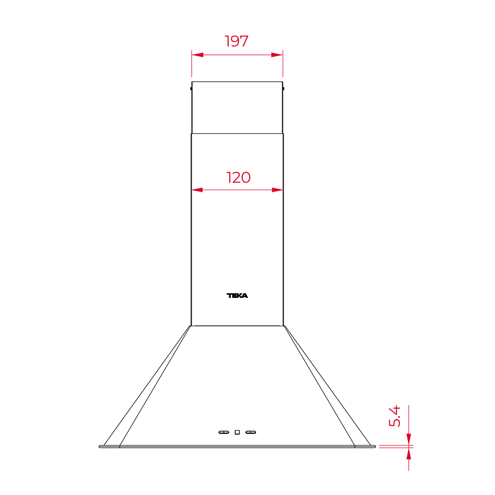 Hota şemineu formă piramidă, Teka DOS 60.2 AT, panou de control electronic, 60 cm, Clasa B,  Antracit rustic