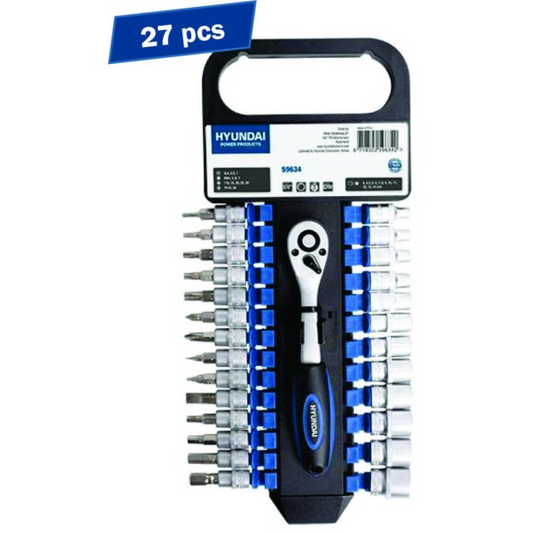 Set cheie clichet cu tubulare plus biti HYUNDAI HY-59634, 1/4, 27 buc