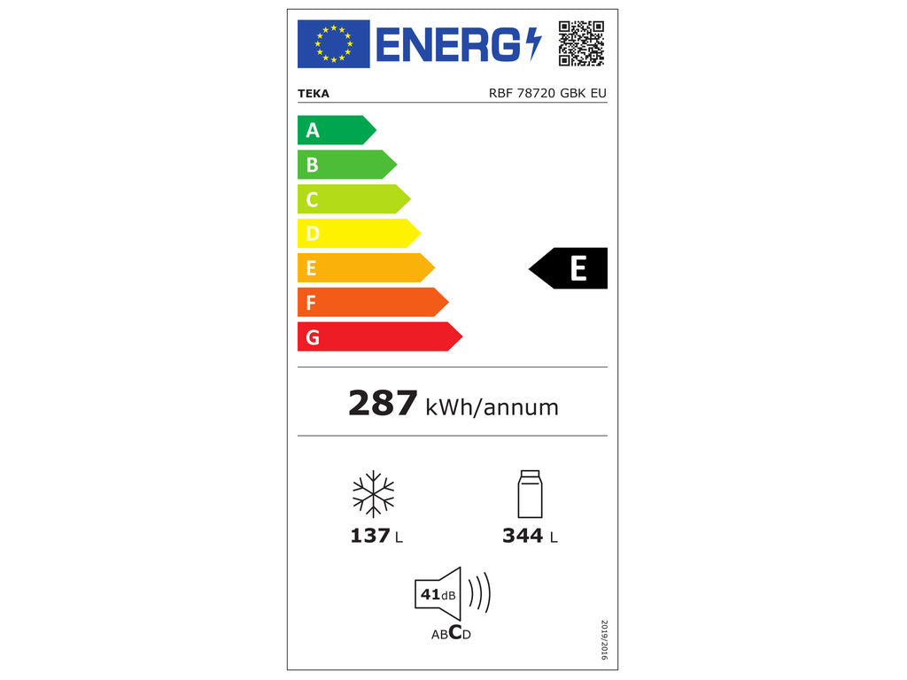 Combina frigorifica free-standing Teka RBF 78720 GBK, 461 l, LongLife No Frost, Ionizator, Clasa E, H 1920 mm, negru