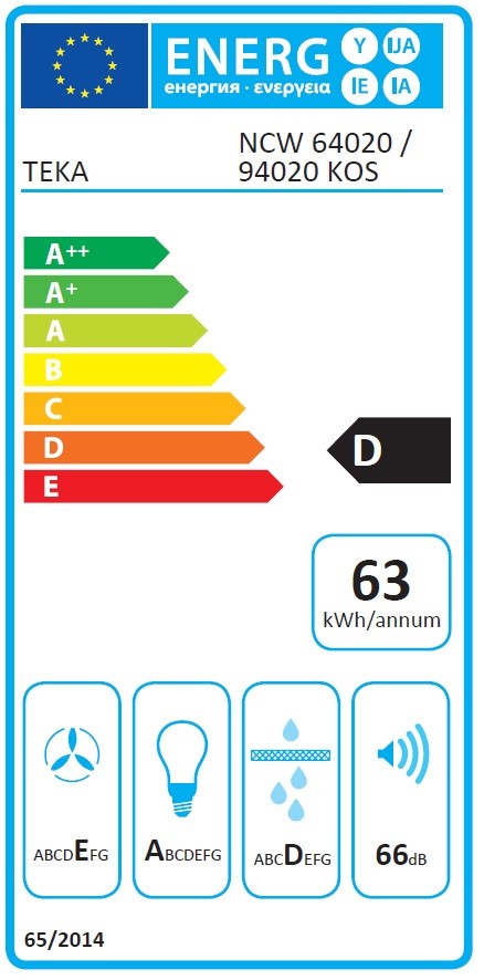 Hota decorativa Teka NCW 64020, 3 trepte putere, 422 mc/h, 60 cm, sticla