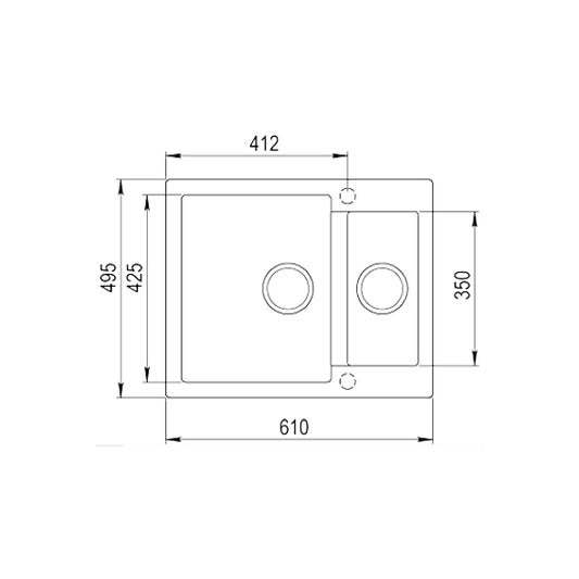 Chiuveta din Tegranite Teka CLIVO 60 S-TQ, 610 mm x 495 mm, SCHWARZMETALLIC