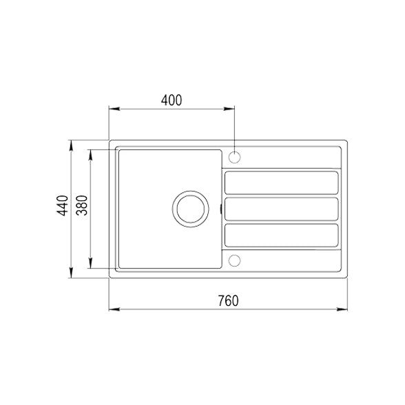 Chiuveta din Tegranite Comfor 45 B-TG, 760x440mm, reversibila, Schwarz Metallic