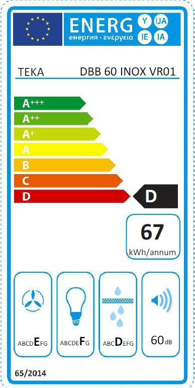 Hota decorativa Teka DBB 60, 475 m3/h, 60 cm, inox