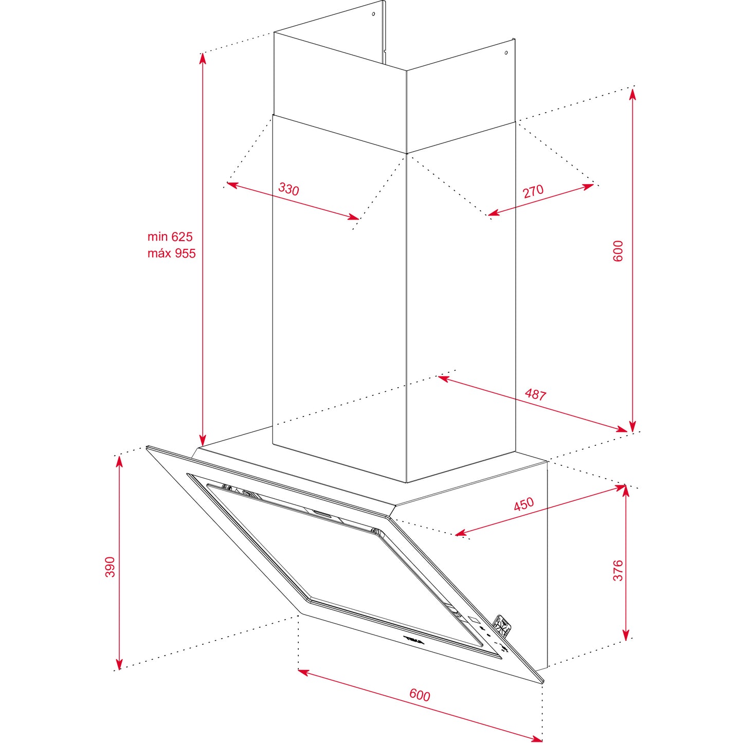 Hota cu design vertical, Teka DLV 68660 LB, sistem de extracţie perimetrală, 60 cm, Cristal London Brick